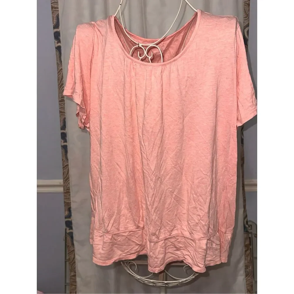 Beautiful J. Jill Sleep Ultrasoft SHORT-Sleeve Top PINK Size 2X Women's Sleep Sh